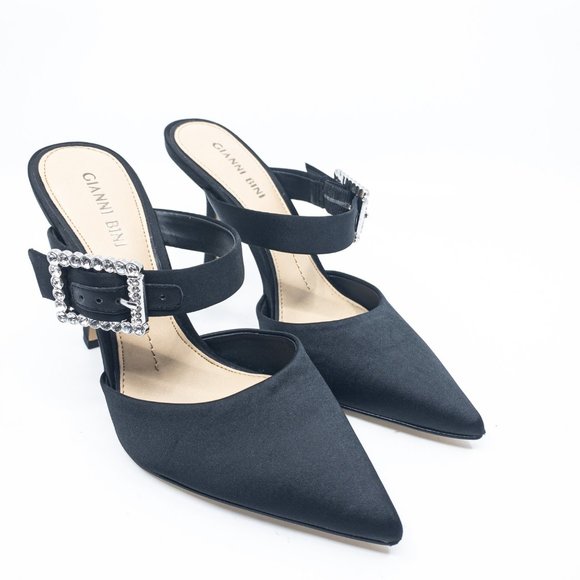 GIANNI BINI Black Satin Maleenah Mules Size 7 - G0222 - Picture 6 of 11